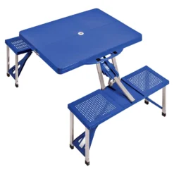 Picnic Time Oniva Steel Blue 53.5 In. Square Foldable Picnic Table