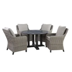 Living Accents Camas 5 Pc Black Steel Dining Set Gray