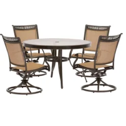 Hanover Fontana 5 Pc Brown Aluminum Classic Dining Set